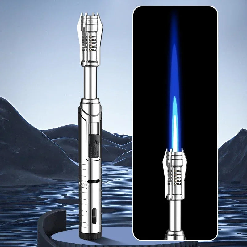 2024 New Unusual Butane Gas Lighter 360° Use Metal Outdoor Windproof Turbine Torch Jet Lighter Gun BBQ Welding Cigar Tool