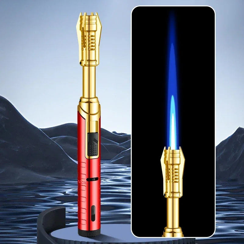 2024 New Unusual Butane Gas Lighter 360° Use Metal Outdoor Windproof Turbine Torch Jet Lighter Gun BBQ Welding Cigar Tool