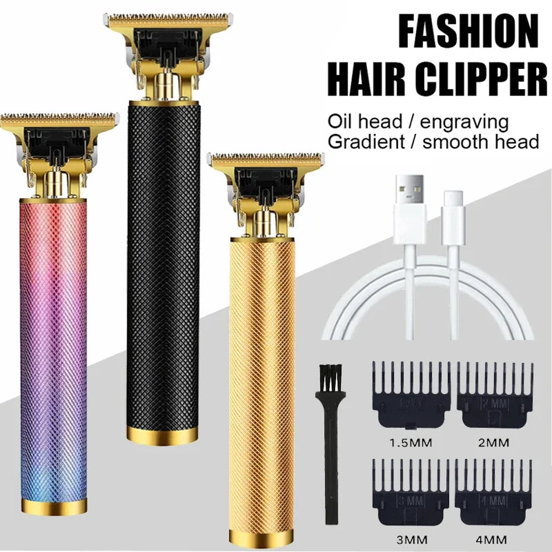 2025 New Vintage Electric Hair Trimmer for Men - Portable USB Fast Charging Precision Cutting Hairdressing Clipper Grooming Kit