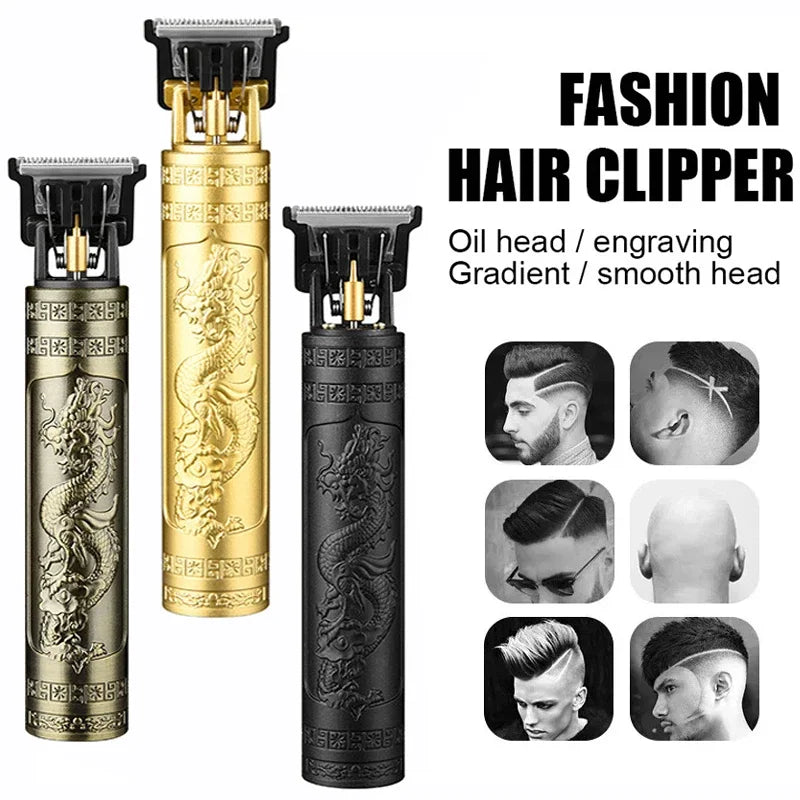 2025 New Vintage Electric Hair Trimmer for Men - Portable USB Fast Charging Precision Cutting Hairdressing Clipper Grooming Kit