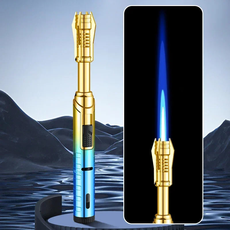 2024 New Unusual Butane Gas Lighter 360° Use Metal Outdoor Windproof Turbine Torch Jet Lighter Gun BBQ Welding Cigar Tool