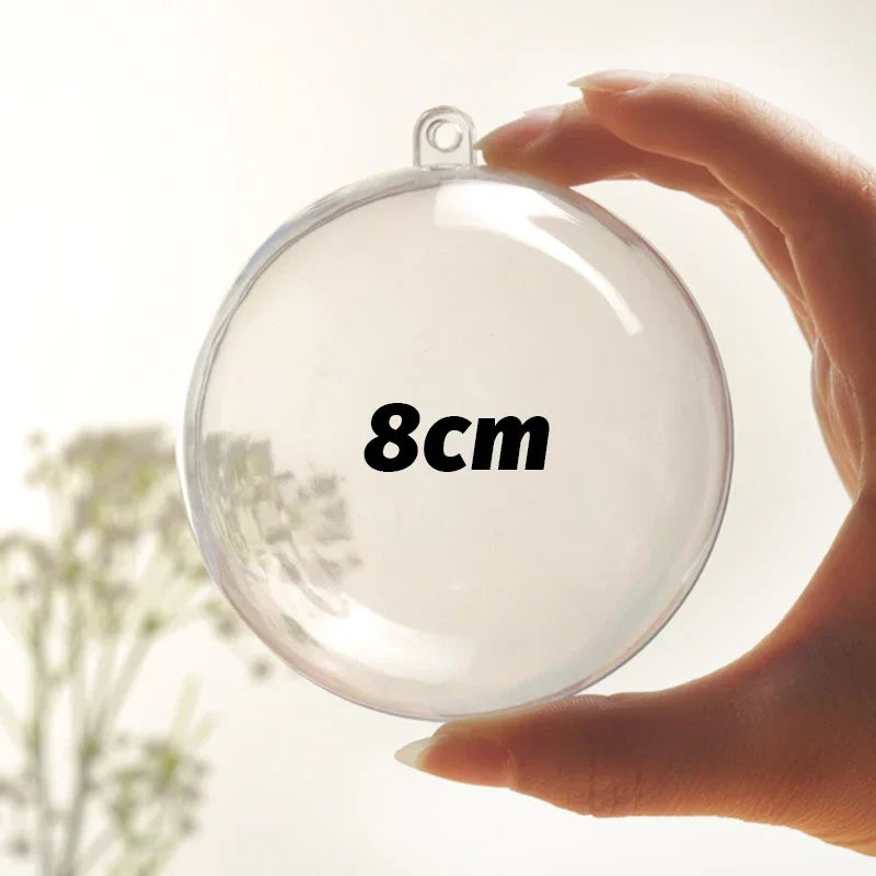 1/20pcs Clear Christmas Balls Plastic Hollow Ball DIY Fillable Bauble OrnamentsWedding Party Xmas Tree Hanging Home Decor Gifts