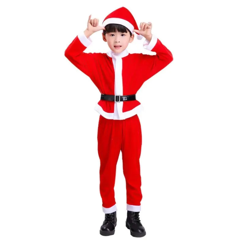 2025 Children's Christmas Costumes, Cosplay Costume Set for Santa Claus Boys and Girls, Classic Red Fashion Costumes, Baby and T