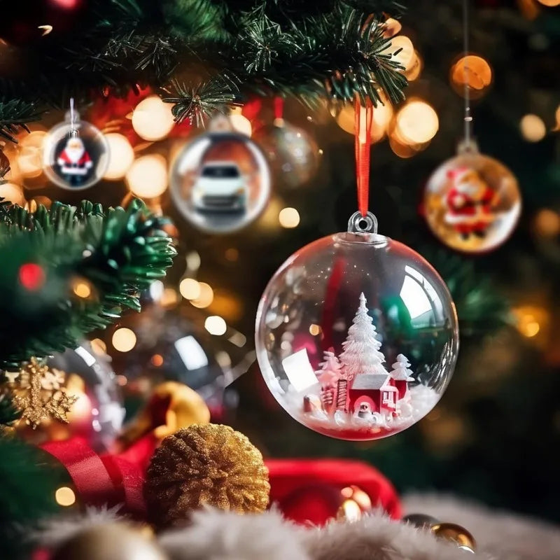 1/20pcs Clear Christmas Balls Plastic Hollow Ball DIY Fillable Bauble OrnamentsWedding Party Xmas Tree Hanging Home Decor Gifts