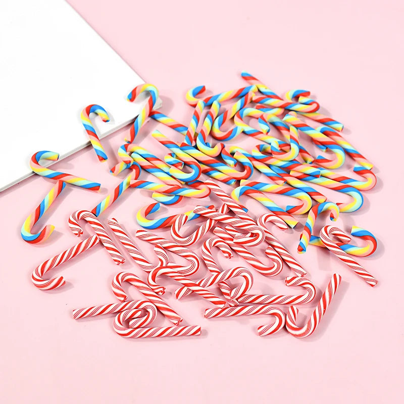 10/30/50Pcs Mini Candy Cane Christmas Decoration Red White Resin Candy DIY Crafts Xmas Pendant Navidad Home Decor 2025 New Year