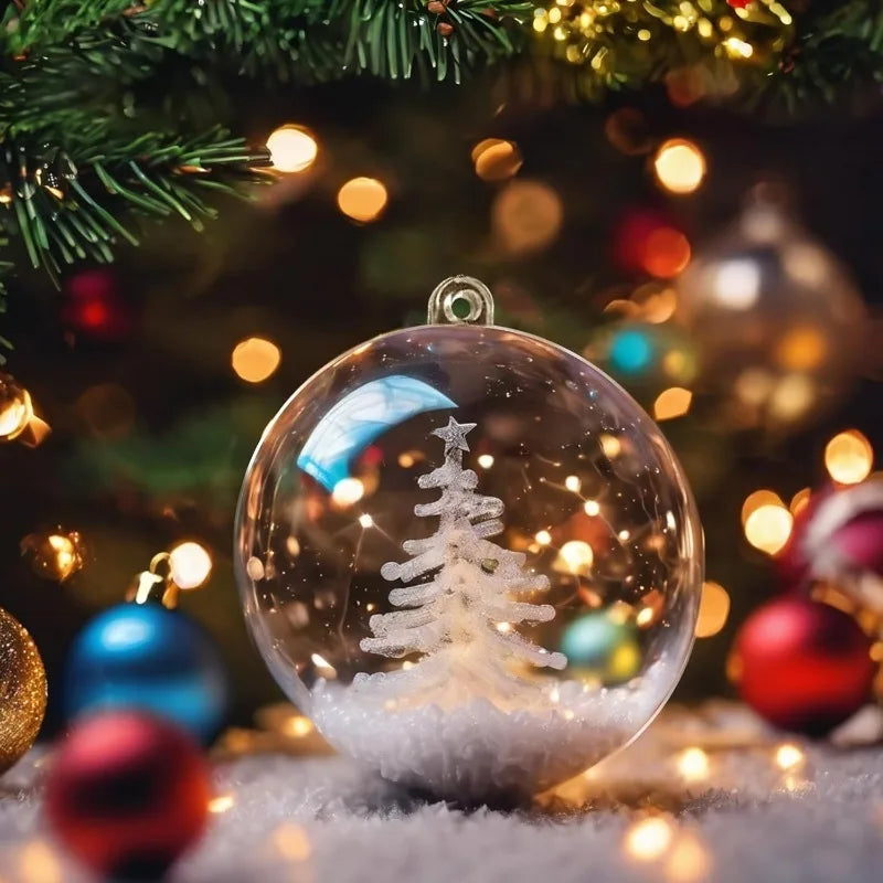 1/20pcs Clear Christmas Balls Plastic Hollow Ball DIY Fillable Bauble OrnamentsWedding Party Xmas Tree Hanging Home Decor Gifts