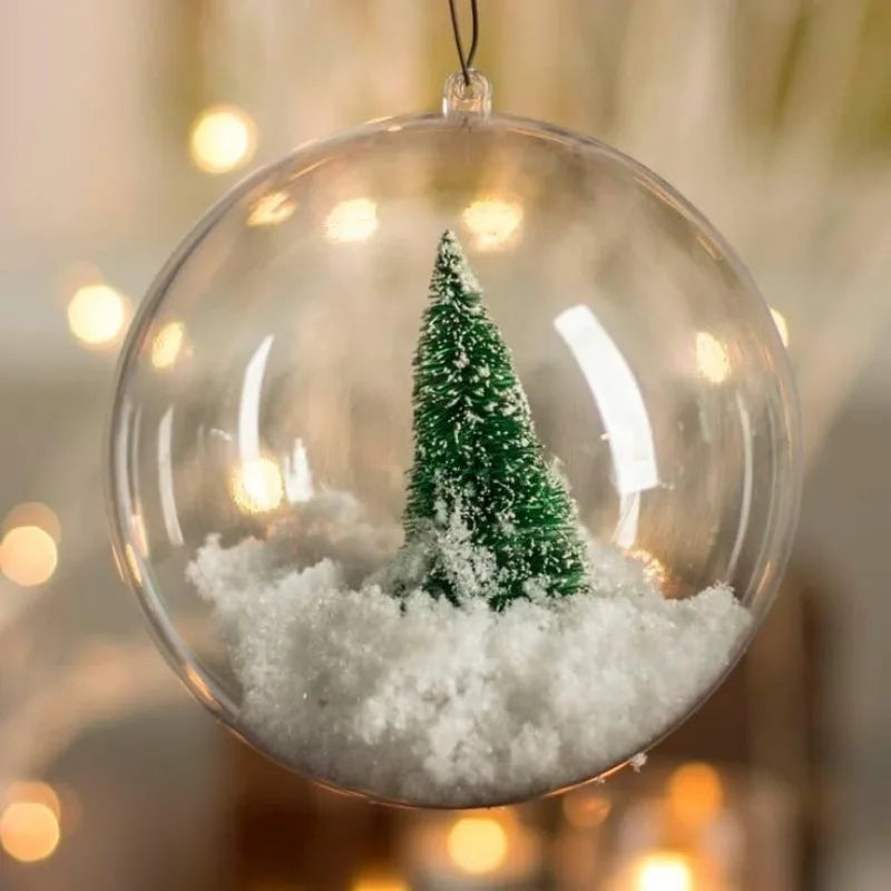 1/20pcs Clear Christmas Balls Plastic Hollow Ball DIY Fillable Bauble OrnamentsWedding Party Xmas Tree Hanging Home Decor Gifts