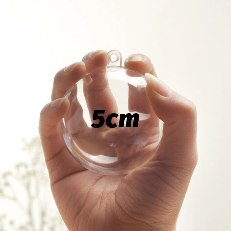 1/20pcs Clear Christmas Balls Plastic Hollow Ball DIY Fillable Bauble OrnamentsWedding Party Xmas Tree Hanging Home Decor Gifts