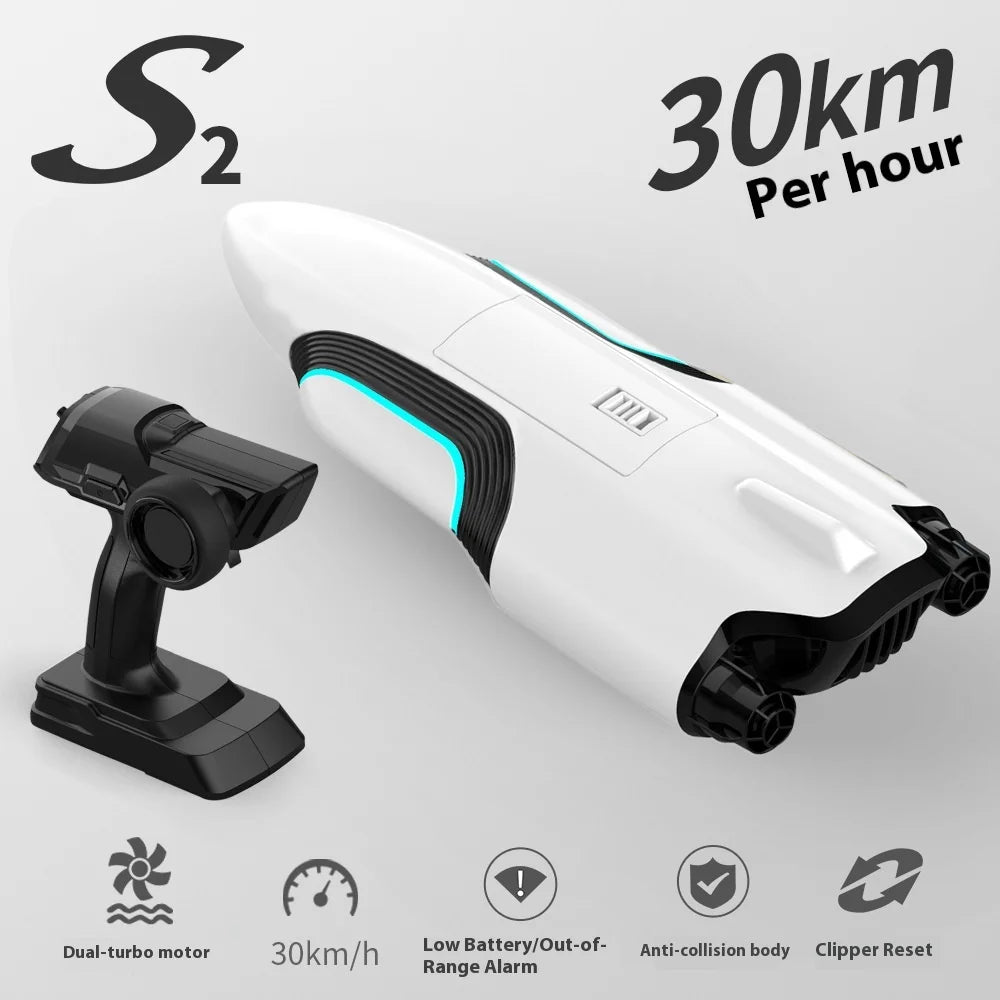 S2 Twin Jet RC Racing Boat High Speed Self-Righting Remote Control Ship 2.4Ghz Watercraft Model with Flip Over Recovery