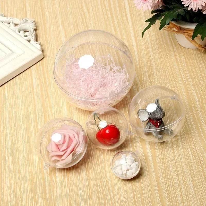 1/20pcs Clear Christmas Balls Plastic Hollow Ball DIY Fillable Bauble OrnamentsWedding Party Xmas Tree Hanging Home Decor Gifts