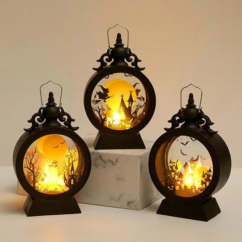 Halloween Lantern Halloween Decor Retro Decor Battery Lantern Flameless LED Candle Lantern Halloween Vintage Lantern 