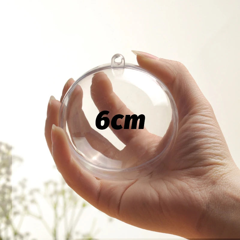 1/20pcs Clear Christmas Balls Plastic Hollow Ball DIY Fillable Bauble OrnamentsWedding Party Xmas Tree Hanging Home Decor Gifts