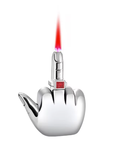 Middle Finger Torch Lighter with Fuk You Voice Windproof Jet Flame Lighters!