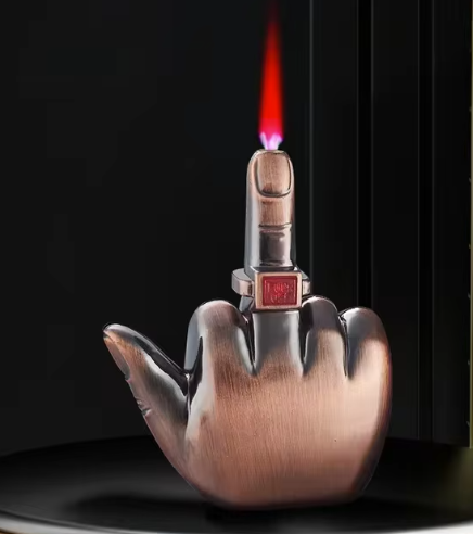 Middle Finger Torch Lighter with Fuk You Voice Windproof Jet Flame Lighters!