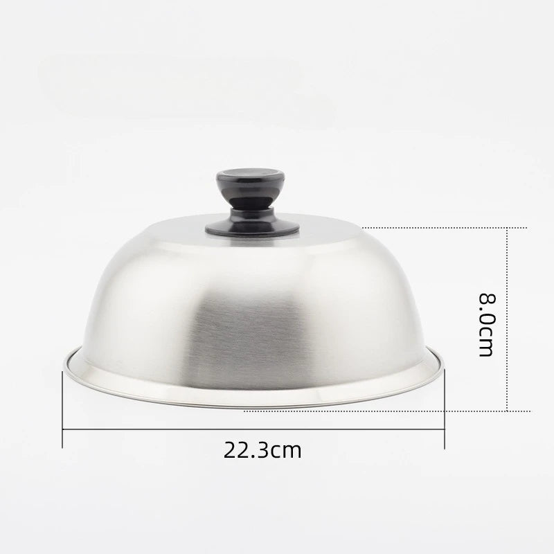 Stainless Steel Frying Pan Covers Barbecue Burgers Sandwiches Steak Round Pot Lids Cover Cookware Cheese Melting Dome