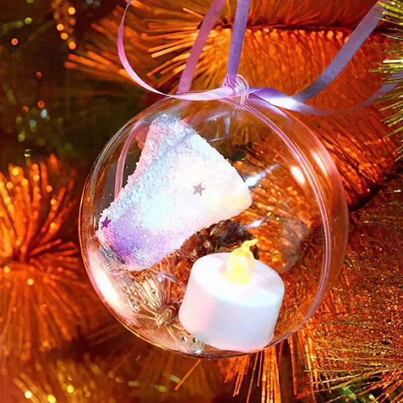 1/20pcs Clear Christmas Balls Plastic Hollow Ball DIY Fillable Bauble OrnamentsWedding Party Xmas Tree Hanging Home Decor Gifts