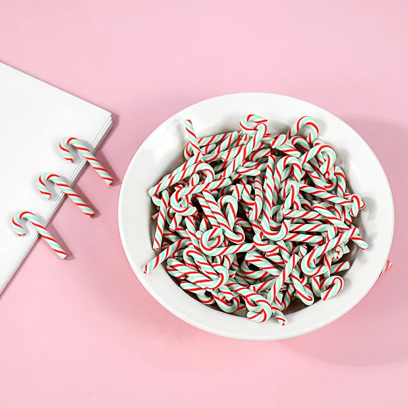 10/30/50Pcs Mini Candy Cane Christmas Decoration Red White Resin Candy DIY Crafts Xmas Pendant Navidad Home Decor 2025 New Year