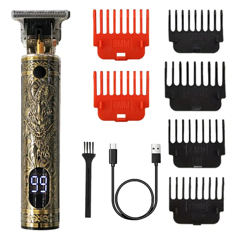 2025 New Vintage Electric Hair Trimmer for Men - Portable USB Fast Charging Precision Cutting Hairdressing Clipper Grooming Kit