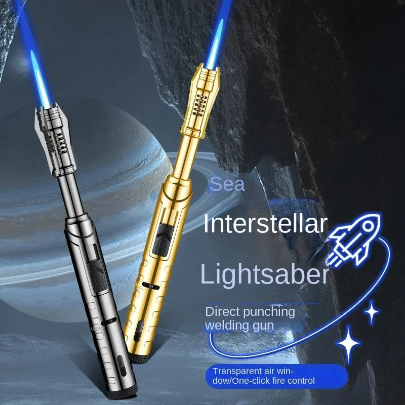 2024 New Unusual Butane Gas Lighter 360° Use Metal Outdoor Windproof Turbine Torch Jet Lighter Gun BBQ Welding Cigar Tool