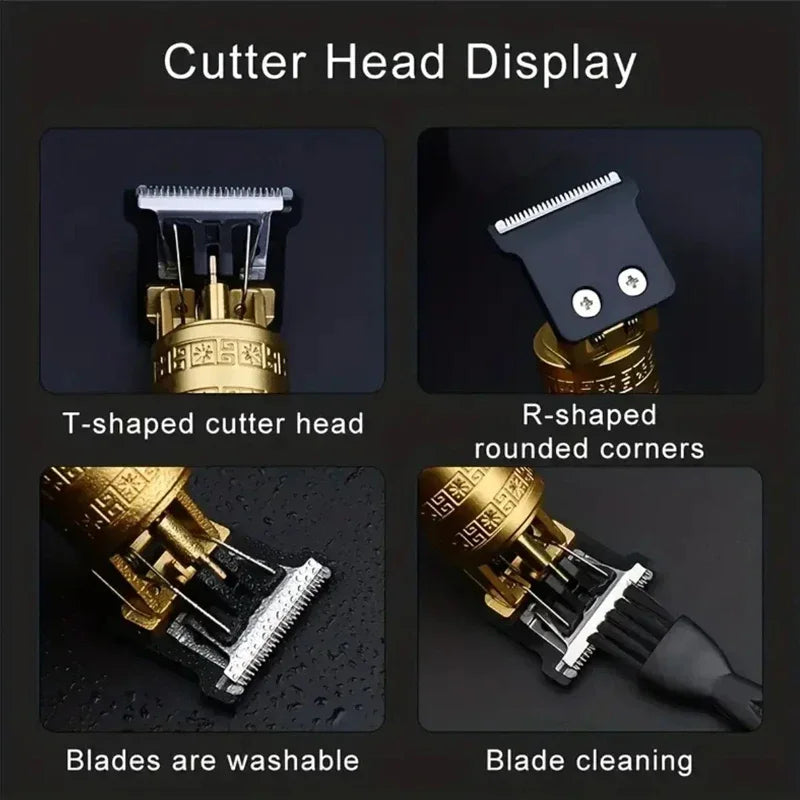 2025 New Vintage Electric Hair Trimmer for Men - Portable USB Fast Charging Precision Cutting Hairdressing Clipper Grooming Kit