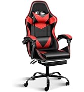 Racing Style Gaming Chair | Black & Blue Dual-Tone, Ergonomic Lumbar Support & Retractable Footrest | 360° Swivel, Full Recline,