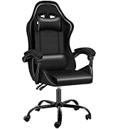 Racing Style Gaming Chair | Black & Blue Dual-Tone, Ergonomic Lumbar Support & Retractable Footrest | 360° Swivel, Full Recline,