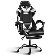 Racing Style Gaming Chair | Black & Blue Dual-Tone, Ergonomic Lumbar Support & Retractable Footrest | 360° Swivel, Full Recline,