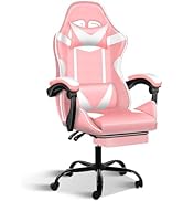 Racing Style Gaming Chair | Black & Blue Dual-Tone, Ergonomic Lumbar Support & Retractable Footrest | 360° Swivel, Full Recline,