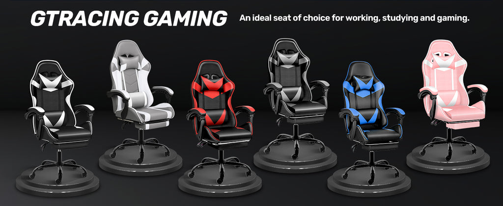 Racing Style Gaming Chair | Black & Blue Dual-Tone, Ergonomic Lumbar Support & Retractable Footrest | 360° Swivel, Full Recline,