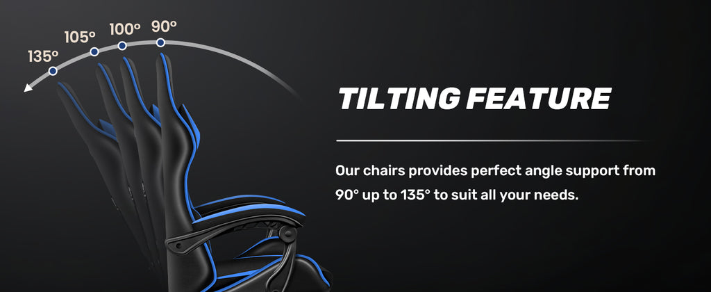 Racing Style Gaming Chair | Black & Blue Dual-Tone, Ergonomic Lumbar Support & Retractable Footrest | 360° Swivel, Full Recline,