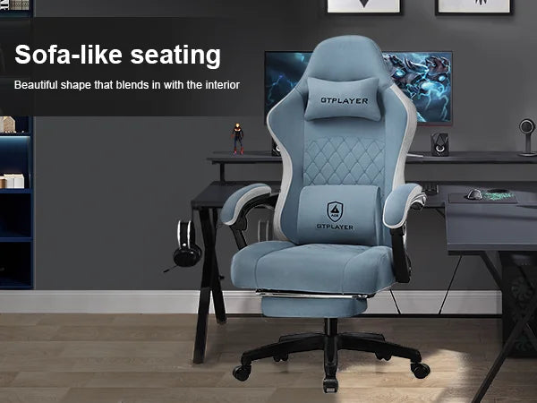 GTPLAYER Gaming Chair with Pocket Spring Cushion, Linkage Armrests & Footrest, Ergonomic Office Chair with Lumbar Support