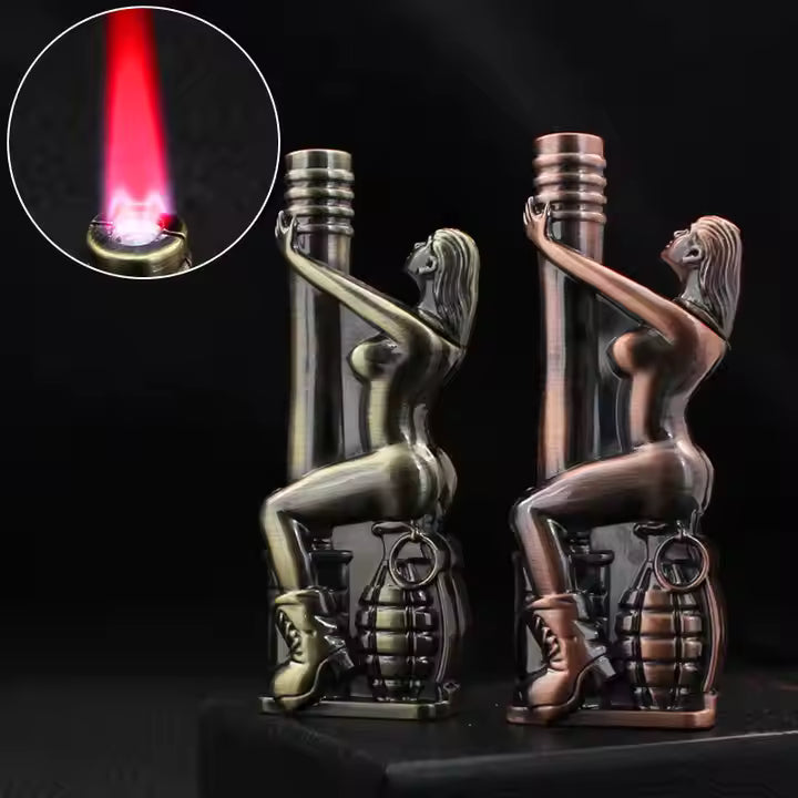 New Female Torch lighter metal ornament windproof red flame cigarette lighter!