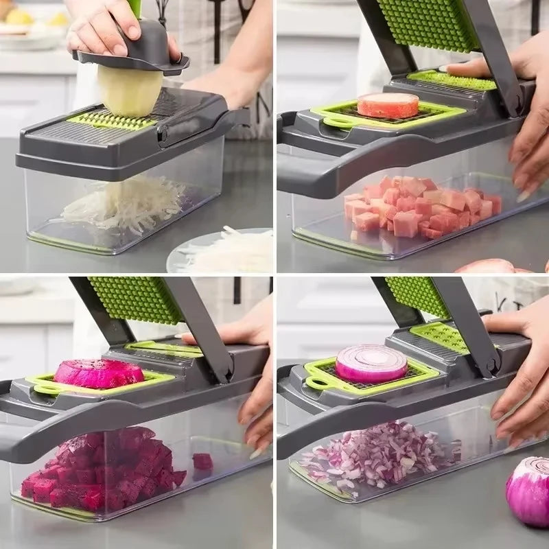 14 in 1 Multifunctional Vegetable Chopper Handle Food Grater Food Chopper Vegetable Slicer Dicer Kitchen Cutter Garlic Chopper