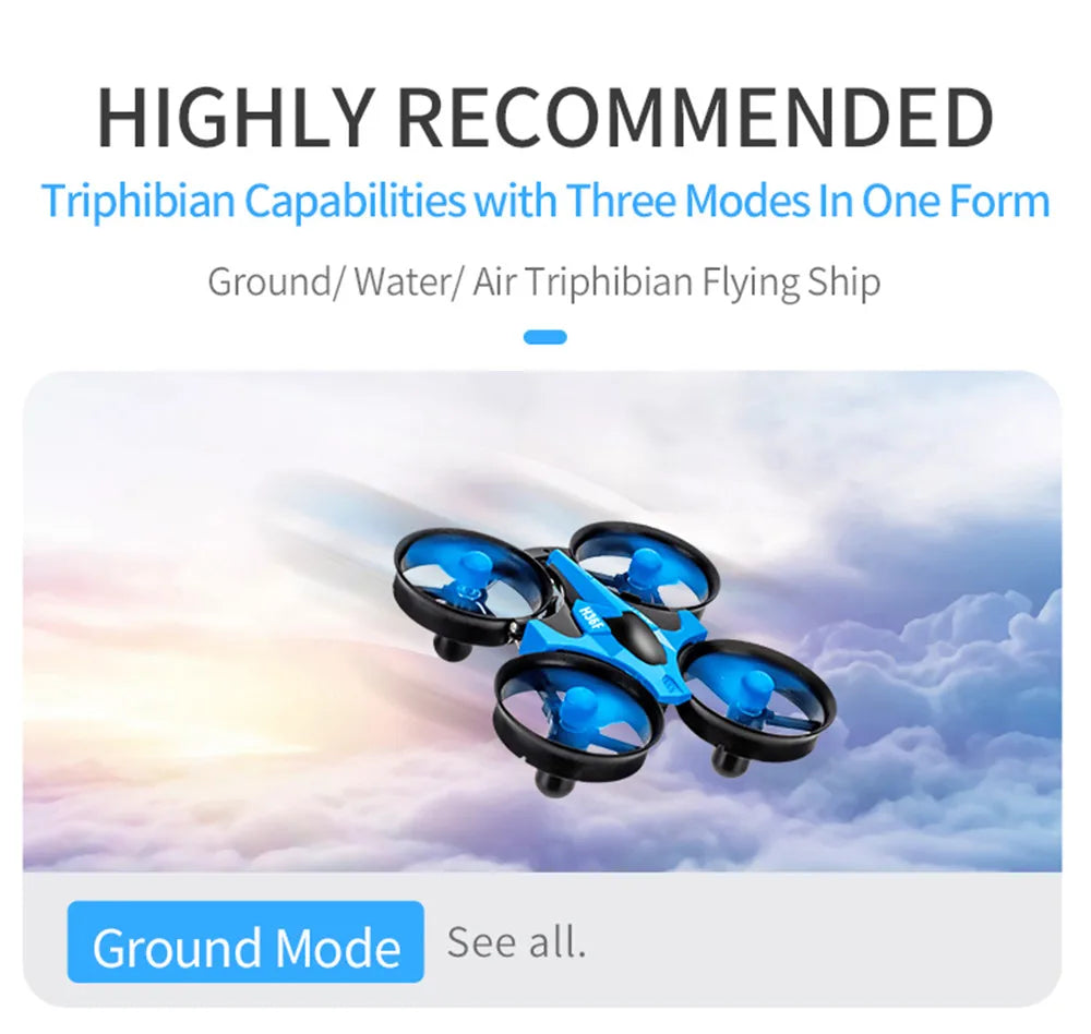 JJRC H36 1:20 Remote Control Ship Three Modes 2.4G Quadcopter Boat Helicopter UAV Rc Drone with Light Kids Toys Children's Gift