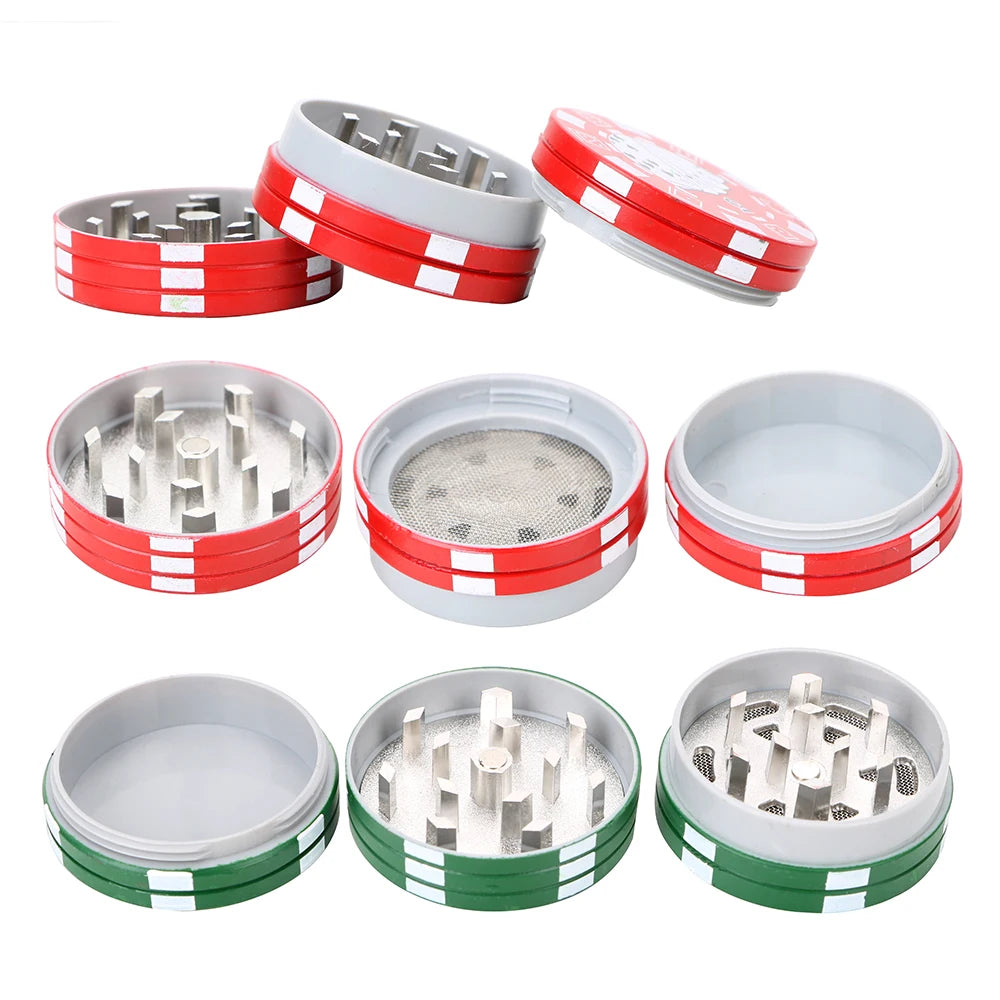 Herb Cutter Grinder Cigarette Maker Gadget Smoking Pipe Accessories Poker Chip Style Crusher 3-layer Spice Cutter