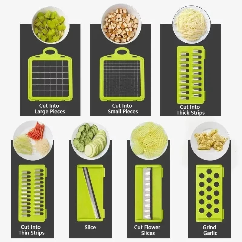 14 in 1 Multifunctional Vegetable Chopper Handle Food Grater Food Chopper Vegetable Slicer Dicer Kitchen Cutter Garlic Chopper