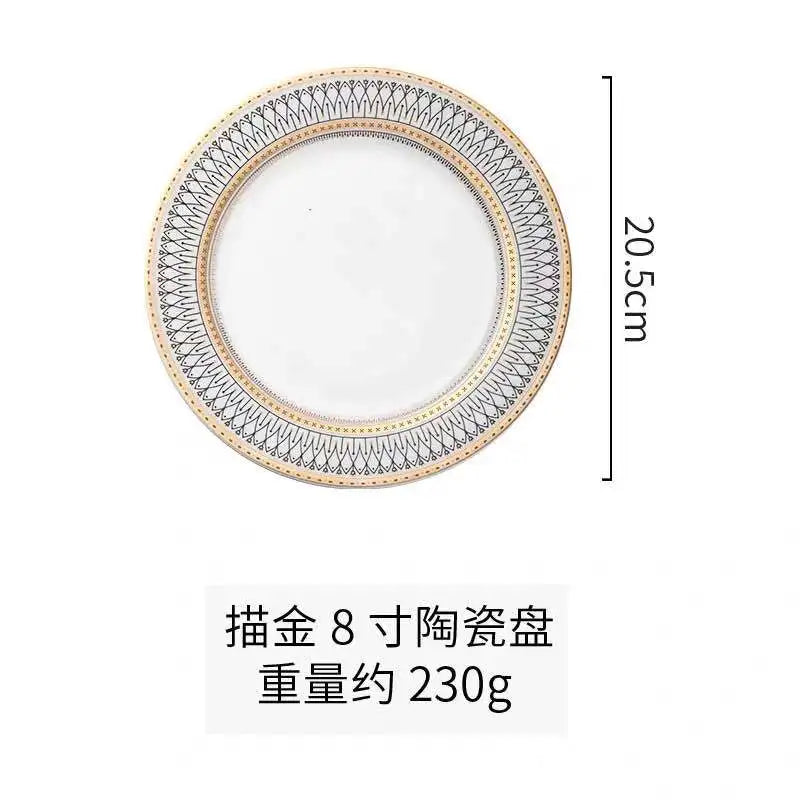 Nordic Luxury Dinner Plates Set, Rice Bowl, Soup Plate, Serving Cake Dessert Plate, Decorative Dinnerware for Wedding Party