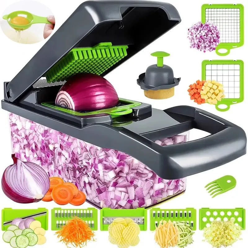 14 in 1 Multifunctional Vegetable Chopper Handle Food Grater Food Chopper Vegetable Slicer Dicer Kitchen Cutter Garlic Chopper