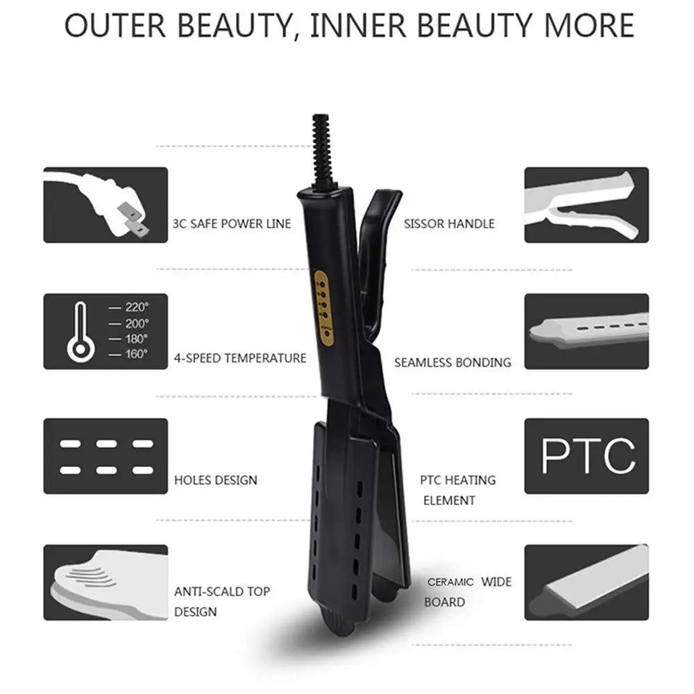 Hair Straightener Four-Gear Tourmaline Ceramic Ion Flat Iron Professional Electric Curler Steam Iron Straight Hair For Women