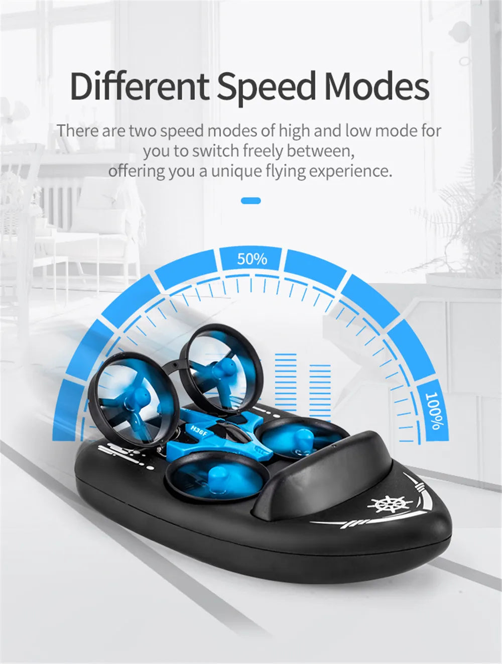 JJRC H36 1:20 Remote Control Ship Three Modes 2.4G Quadcopter Boat Helicopter UAV Rc Drone with Light Kids Toys Children's Gift