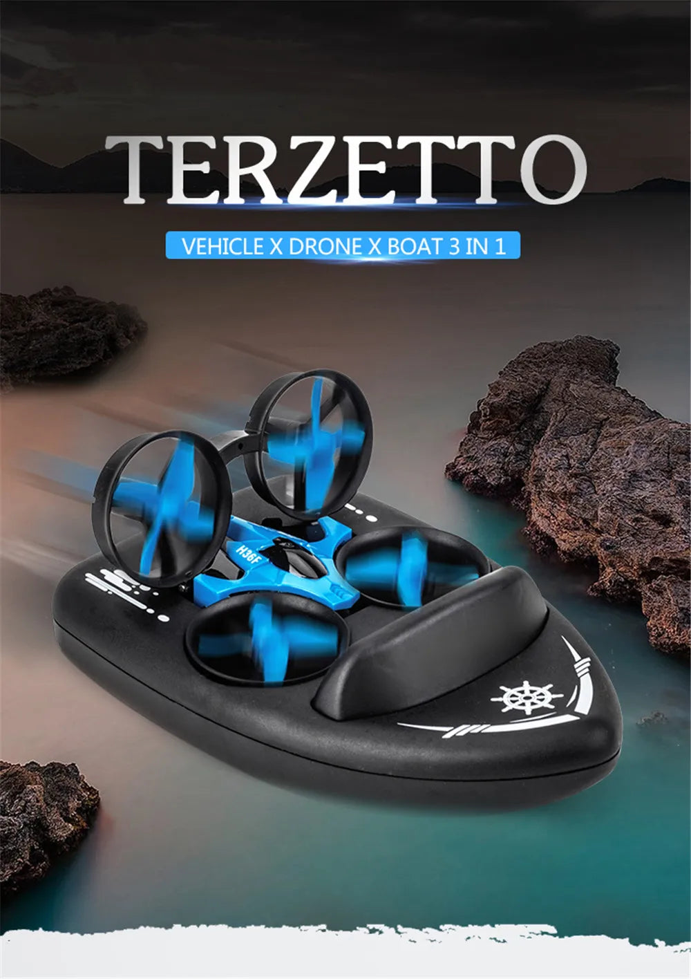 JJRC H36 1:20 Remote Control Ship Three Modes 2.4G Quadcopter Boat Helicopter UAV Rc Drone with Light Kids Toys Children's Gift