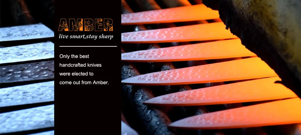 Amber 440C high carbon steel hammer black forge blade blank handle DIY knife blade