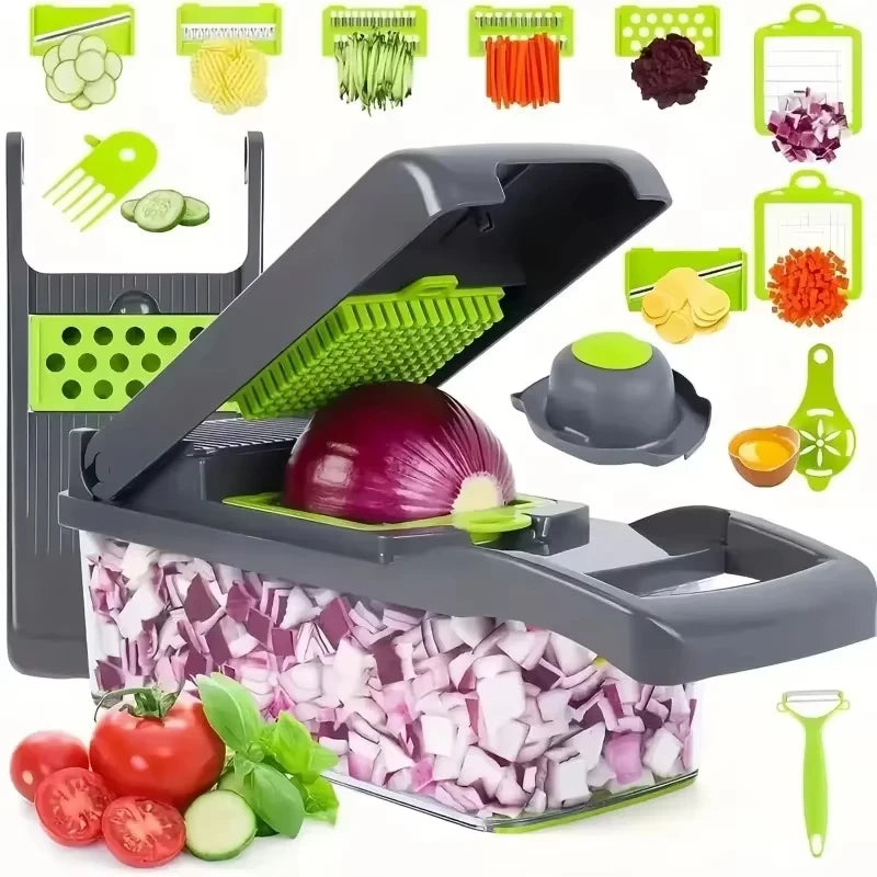 14 in 1 Multifunctional Vegetable Chopper Handle Food Grater Food Chopper Vegetable Slicer Dicer Kitchen Cutter Garlic Chopper