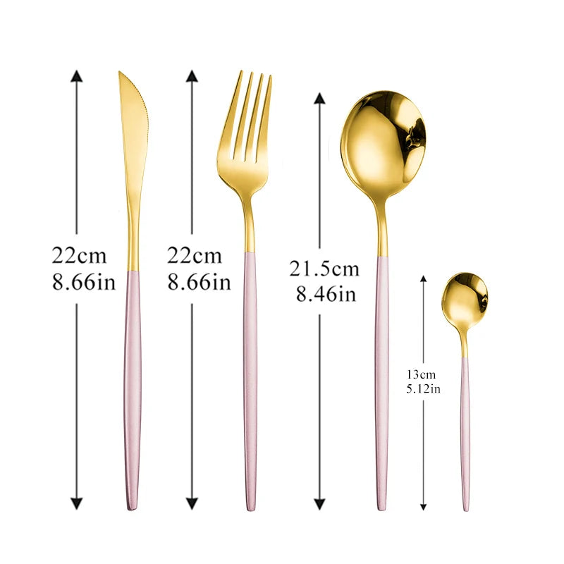 Dinnerware Rainbow Silverware Cutlery Set 304 Stainless Steel Luxury Flatware Home Fork Spoon Knife Kitchen Dinner Set Drop Ship