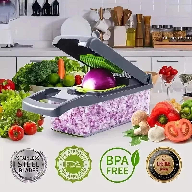14 in 1 Multifunctional Vegetable Chopper Handle Food Grater Food Chopper Vegetable Slicer Dicer Kitchen Cutter Garlic Chopper