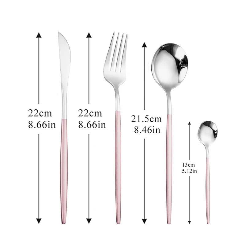 Dinnerware Rainbow Silverware Cutlery Set 304 Stainless Steel Luxury Flatware Home Fork Spoon Knife Kitchen Dinner Set Drop Ship