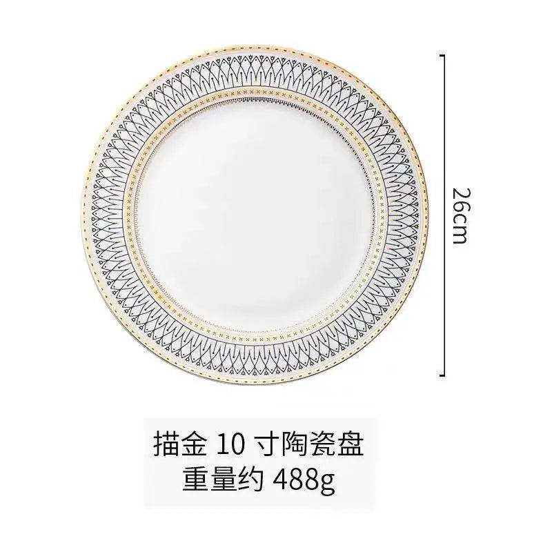 Nordic Luxury Dinner Plates Set, Rice Bowl, Soup Plate, Serving Cake Dessert Plate, Decorative Dinnerware for Wedding Party