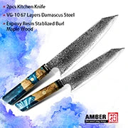 Amber Knife High Quality Kitchen Tools Blade Japanese Damascus Steel Very Good Price Global Shipping