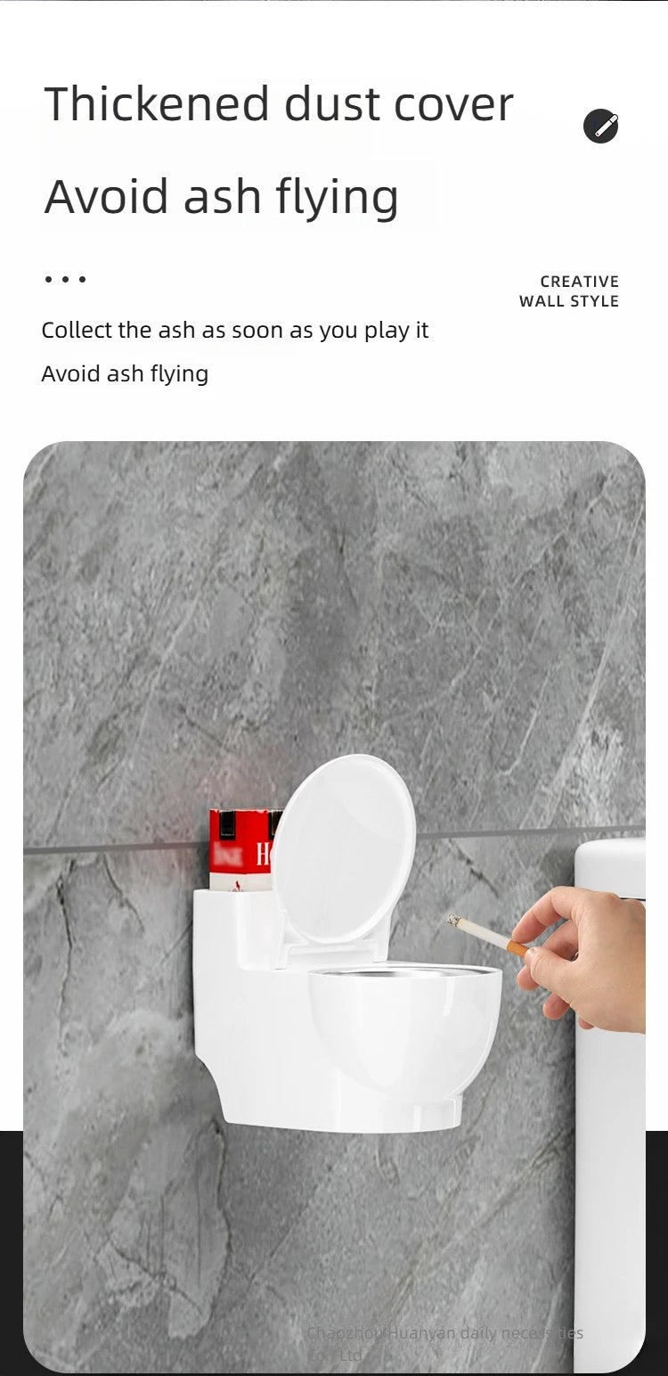Ashtray, New Chinese Ashtray Creative Gift, Toilet Wall-mounted Ashtray With Lid, High Value, Anti-fly Ash Cute