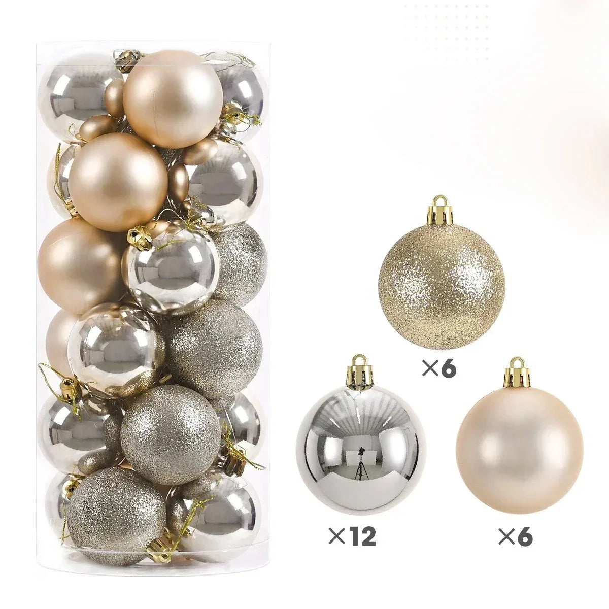 24Pcs 3/4/6CM Christmas Balls Hanging Christmas Tree Pendant Ornaments for Party Decor New Year Navidad Gifts 2026 Accessories